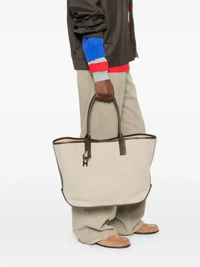 Hogan Embossed-logo Padlock Tote Bag In Neutral