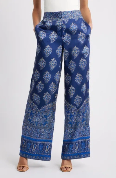 Kobi Halperin Josie Print Wide Leg Pants In Blue