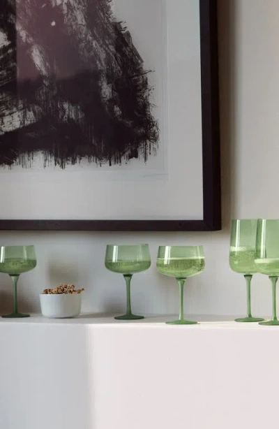 Lsa Arc Contrast Set Of 4 Glass Cocktail Saucers In Green