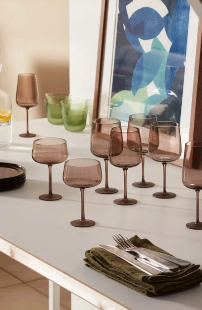 Lsa Arc Contrast Set Of 4 Flute Glasses In Brown