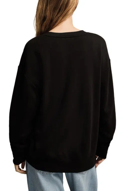 Lucky Brand Valentine Heart Crewneck Sweatshirt In Black
