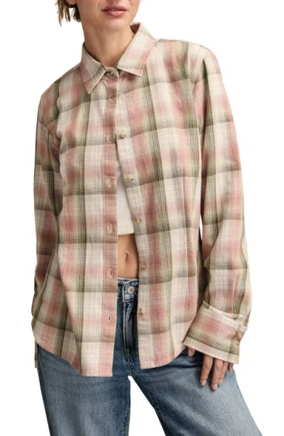 Lucky Brand Plaid Button-up Cotton Shirt In Pink