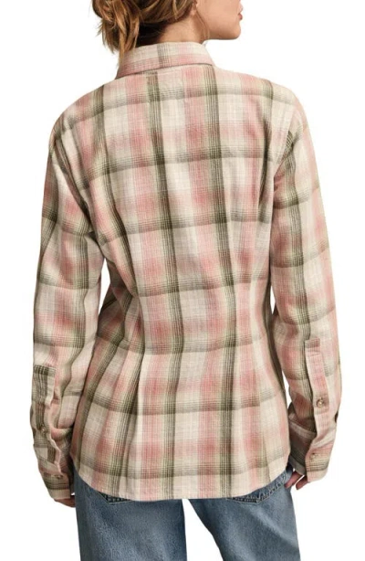Lucky Brand Plaid Button-up Cotton Shirt In Pink