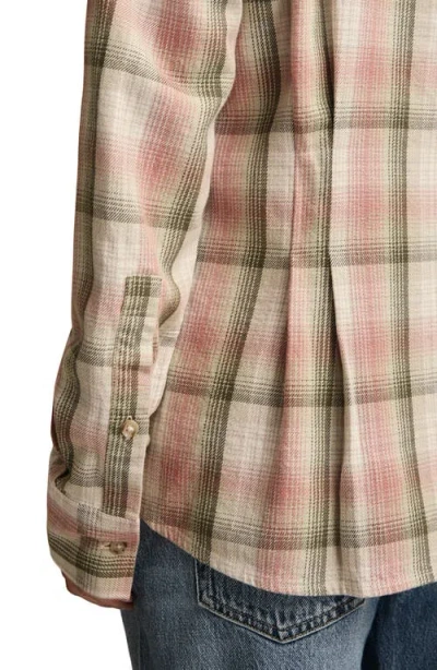Lucky Brand Plaid Button-up Cotton Shirt In Pink