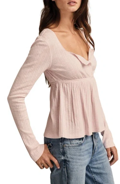 Lucky Brand Babydoll Henley Top In Pink