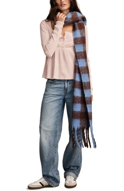 Lucky Brand Babydoll Henley Top In Pink