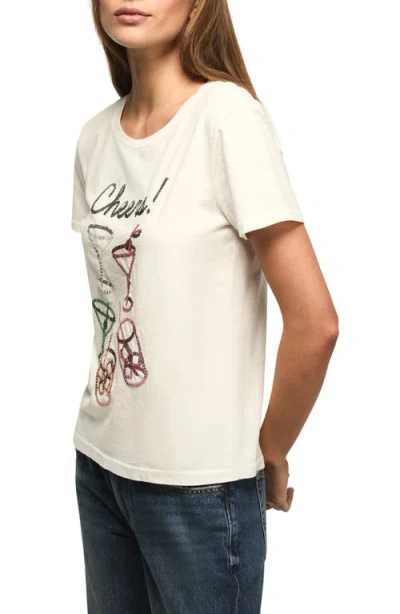 Lucky Brand Sequin Cheers Glasses T-shirt In White
