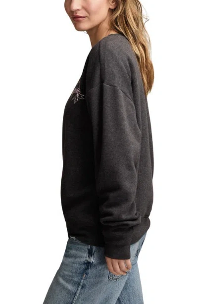 Lucky Brand Valentine Heart Crewneck Sweatshirt In Black