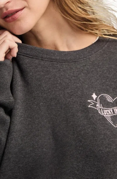 Lucky Brand Valentine Heart Crewneck Sweatshirt In Black