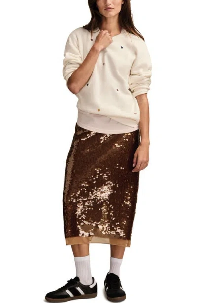 Lucky Brand Valentine Heart Crewneck Sweatshirt In Neutral