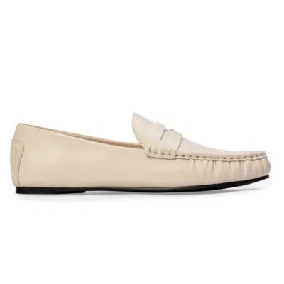 Black Suede Studio Darlyn Leather Mocassin In Neutral