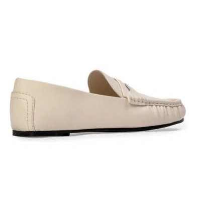 Black Suede Studio Darlyn Leather Mocassin In Neutral