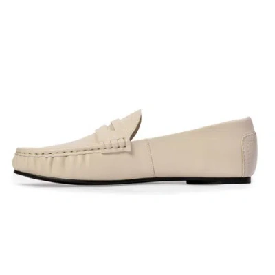 Black Suede Studio Darlyn Leather Mocassin In Neutral