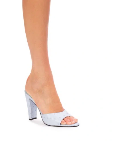 Black Suede Studio Lila 95 Ostrich Mule In Blue
