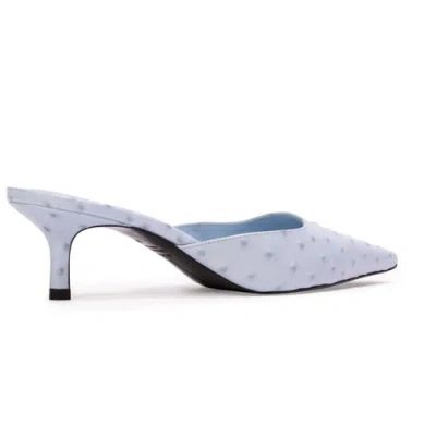 Black Suede Studio Riley 50 Ostrich Mule In Blue