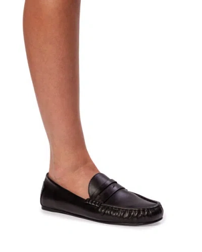 Black Suede Studio Darlyn Leather Mocassin In Black