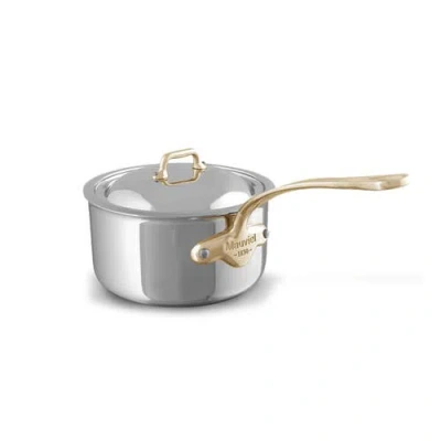 Mauviel M'cook B 5-ply Polished Stainless Steel Sauce Pan With Lid, And Brass Handle In Silver