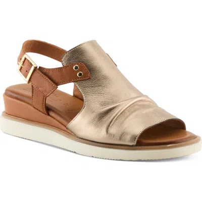 Spring Step Locals Ankle Strap Slide Sandal In Gold