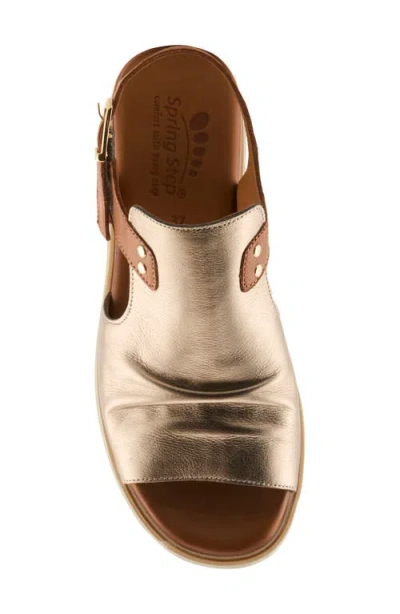 Spring Step Locals Ankle Strap Slide Sandal In Gold