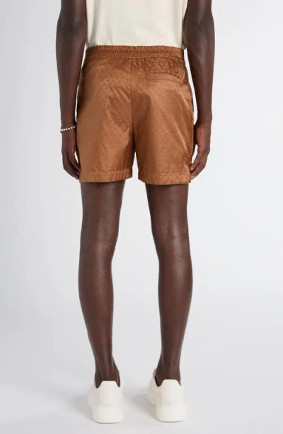 Alexander Mcqueen Mcqueen Skull Jacquard Satin Shorts In Brown
