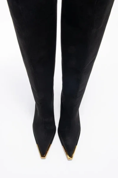Prologue Shoes Lexa Pointed Toe Knee High Boot In Black