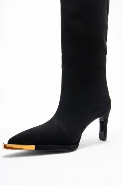 Prologue Shoes Lexa Pointed Toe Knee High Boot In Black
