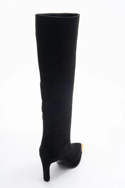 Prologue Shoes Lexa Pointed Toe Knee High Boot In Black
