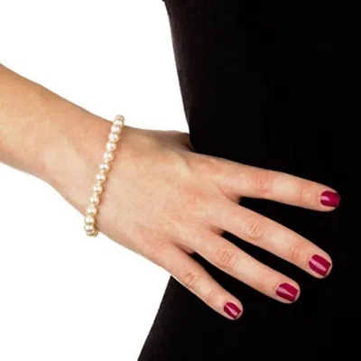 Belacqua Aa Quality White Cultured Freshwater Pearl Bracelet In Sterling Silver In White