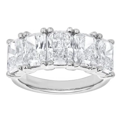 Brilliant Diamond 4.50 Carat Radiant Cut Lab Grown Five-stone Diamond Ring Set In 14k White Gold In White