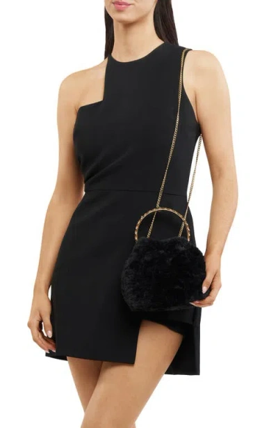 Olga Berg Phillipa Faux Fur Top Handle Bag In Black