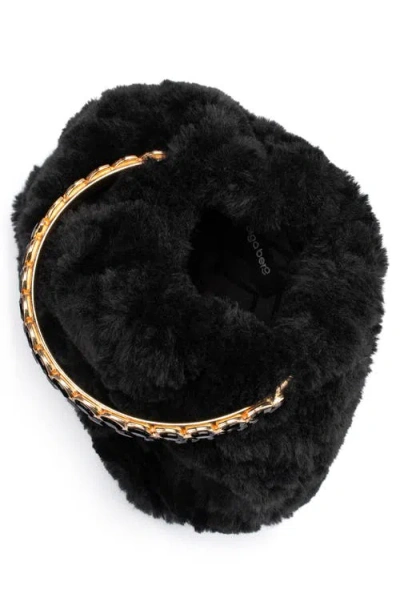 Olga Berg Phillipa Faux Fur Top Handle Bag In Black