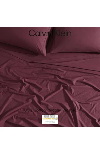 Calvin Klein Garment Washed Cotton Percale 200 Thread Coutn Sheet Set In Red