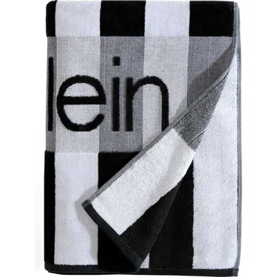 Calvin Klein Logo Stripe 2-piece Beach Towel Set In Black