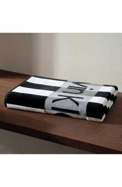 Calvin Klein Logo Stripe 2-piece Beach Towel Set In Black