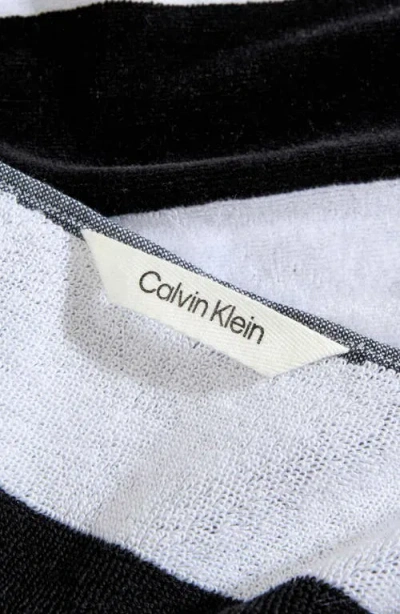 Calvin Klein Logo Stripe 2-piece Beach Towel Set In Black