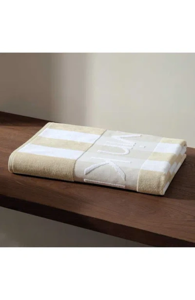 Calvin Klein Logo Stripe 2-piece Beach Towel Set In Brown