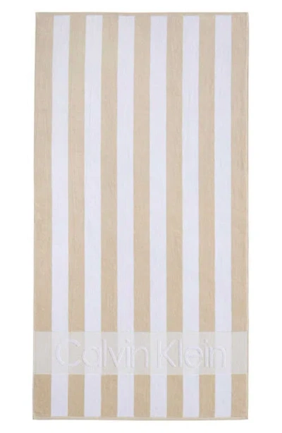 Calvin Klein Logo Stripe 2-piece Beach Towel Set In Brown
