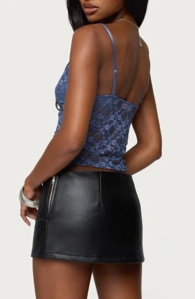 Edikted Cutout Sheer Lace Camisole In Blue