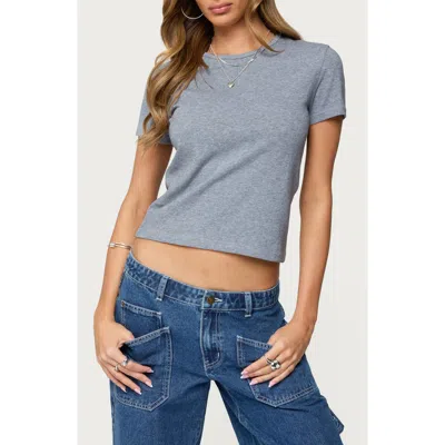 Edikted Nikkey Semisheer Crop T-shirt In Gray