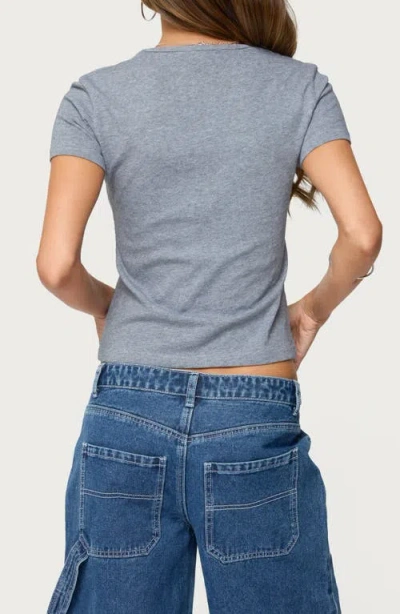 Edikted Nikkey Semisheer Crop T-shirt In Gray