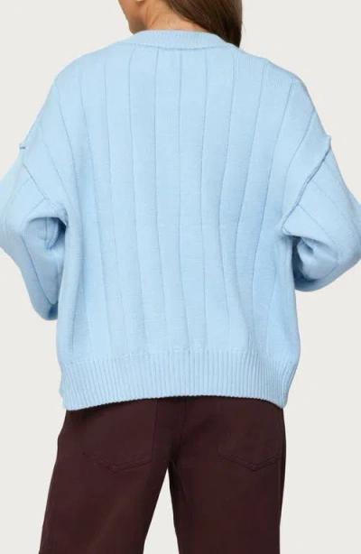 Edikted Joanie Wide Rib Cardigan In Blue