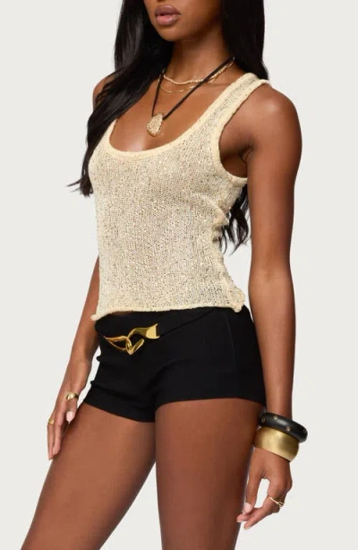 Edikted Eleora Sequin Knit Tank In White