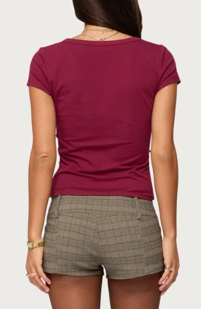 Edikted Merinda Stretch Cotton T-shirt In Burgundy