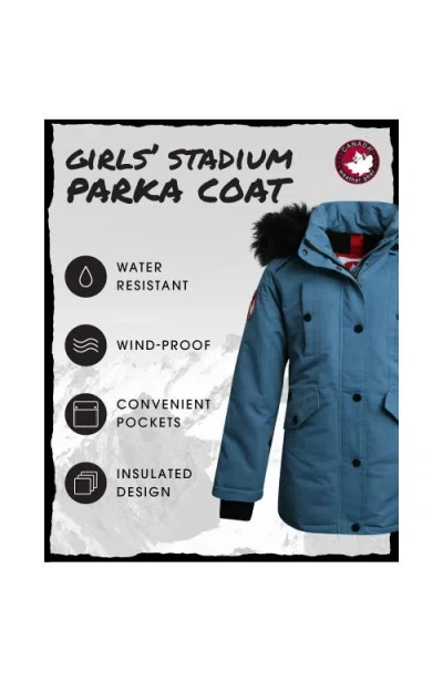 Canada Weather Gear Girls' Winter Faux Fur Lining Ski Jacket In Blue