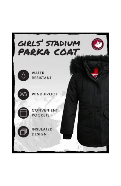 Canada Weather Gear Girls' Winter Faux Fur Lining Ski Jacket In Black
