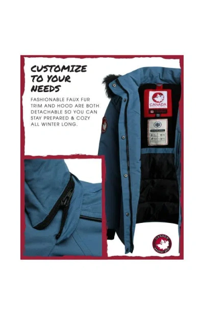 Canada Weather Gear Girls' Winter Faux Fur Lining Ski Jacket In Blue