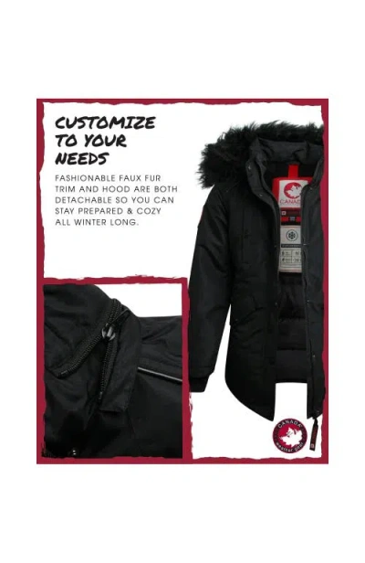 Canada Weather Gear Girls' Winter Faux Fur Lining Ski Jacket In Black