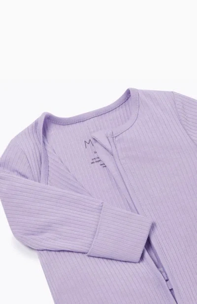 Mori Ribbed Two Way Zip-up Sleepsuit In Purple