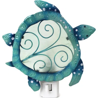 Beachcombers Capiz Metal Turtle Night Light In Green