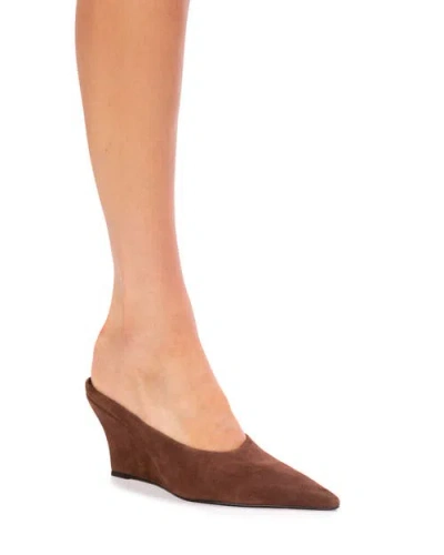 Black Suede Studio Aysha 70 Suede Wedge In Brown